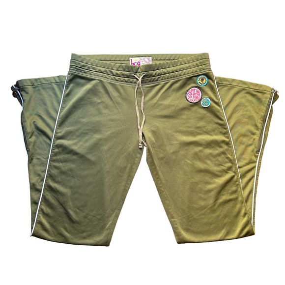 Hollister olive green low rise sweat pants Y2K with patches Size M - Picture 4 of 6